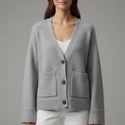 Women’s Cardigan with V-Neckline and Patch Pockets