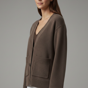 Women’s Cardigan with V-Neckline and Patch Pockets