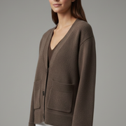 Women’s Cardigan with V-Neckline and Patch Pockets