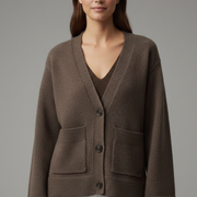 Women’s Cardigan with V-Neckline and Patch Pockets