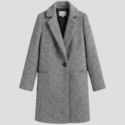 Women’s Coat with Blazer Collar and Woven Texture