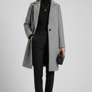 Women’s Coat with Blazer Collar and Woven Texture