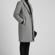 Women’s Coat with Blazer Collar and Woven Texture