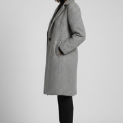 Women’s Coat with Blazer Collar and Woven Texture