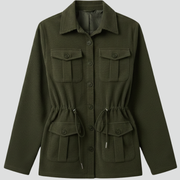 Women’s Corduroy Jacket with Drawstring Waist and Buttons