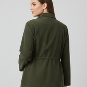 Women’s Corduroy Jacket with Drawstring Waist and Buttons