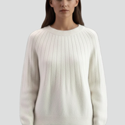 Women’s Crew Neck Jumper with Ribbed Surface and Long Sleeves