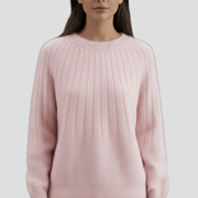 Women’s Crew Neck Jumper with Ribbed Surface and Long Sleeves