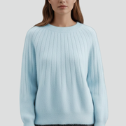 Women’s Crew Neck Jumper with Ribbed Surface and Long Sleeves