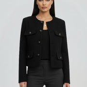 Women’s Cropped Jacket with Button Front