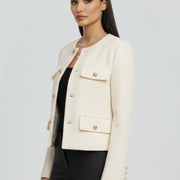 Women’s Cropped Jacket with Button Front