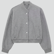Women’s Cropped Jacket with Snap Fastening and Ribbed Cuffs