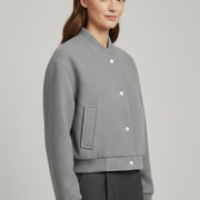 Women’s Cropped Jacket with Snap Fastening and Ribbed Cuffs