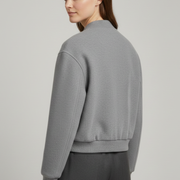 Women’s Cropped Jacket with Snap Fastening and Ribbed Cuffs