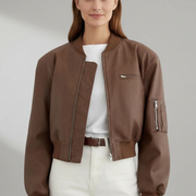 Women’s Cropped Jacket with Zip Closure