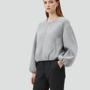 Women’s Cropped Jacket with Zip Fastening and Long Sleeves