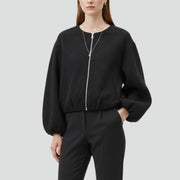 Women’s Cropped Jacket with Zip Fastening and Long Sleeves