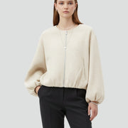 Women’s Cropped Jacket with Zip Fastening and Long Sleeves