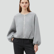 Women’s Cropped Jacket with Zip Fastening and Long Sleeves