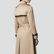 Women’s Double-Button Trench Coat with Belt and Lapel Collar