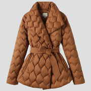 Women’s Down Coat with Belted Waist and Deep Pockets
