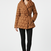 Women’s Down Coat with Belted Waist and Deep Pockets