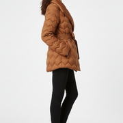 Women’s Down Coat with Belted Waist and Deep Pockets
