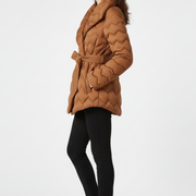 Women’s Down Coat with Belted Waist and Deep Pockets
