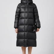 Women’s Down Coat with Hood and Quilted Surface