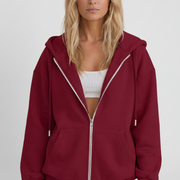 Women’s Hooded Jacket with Asymmetrical Zip and Drawstring Hood