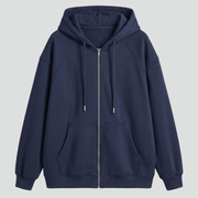 Women’s Hooded Jacket with Asymmetrical Zip and Drawstring Hood