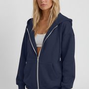 Women’s Hooded Jacket with Asymmetrical Zip and Drawstring Hood