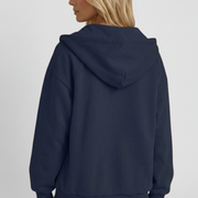 Women’s Hooded Jacket with Asymmetrical Zip and Drawstring Hood