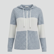 Women’s Hooded Jacket with Zipper and Ribbed Panels