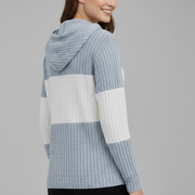 Women’s Hooded Jacket with Zipper and Ribbed Panels