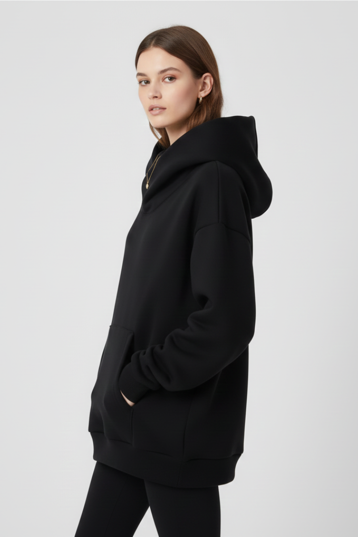 Women’s Hoodie with High Neck and Wide Hood