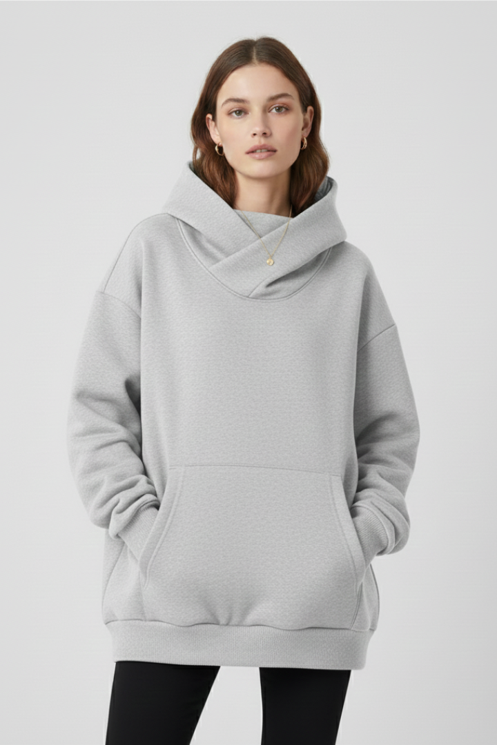 Women’s Hoodie with High Neck and Wide Hood