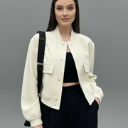 Women’s Jacket with Button Closure and Elasticated Hem