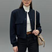 Women’s Jacket with Button Closure and Elasticated Hem