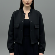 Women’s Jacket with Button Closure and Elasticated Hem
