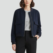 Women’s Jacket with Button Closure and Ribbed Hem