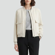 Women’s Jacket with Button Closure and Ribbed Hem
