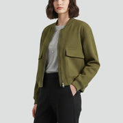 Women’s Jacket with Button Closure and Ribbed Hem