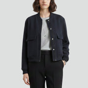 Women’s Jacket with Button Closure and Ribbed Hem
