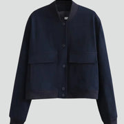 Women’s Jacket with Button Closure and Ribbed Hem