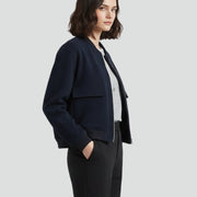 Women’s Jacket with Button Closure and Ribbed Hem