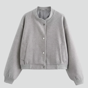 Women’s Jacket with Button Closure and Ribbed Trim