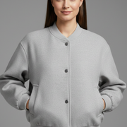 Women’s Jacket with Button Closure and Ribbed Trim
