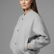 Women’s Jacket with Button Closure and Ribbed Trim