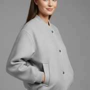 Women’s Jacket with Button Closure and Ribbed Trim